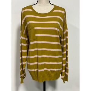 NWT Nine West Balloon Sleeve Sweater Olive & Light Pink Size M